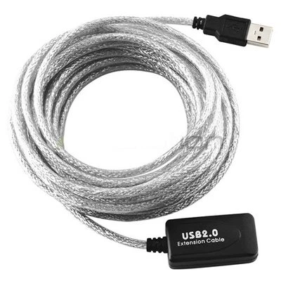 USB Extension Cable with Repeater A Male to A Female (16ft) - Silver - Image 1 of 2