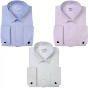 Xact Mens Herringbone Double Cuff Formal/ Dress Shirt - Cufflinks Included - Picture 1 of 15