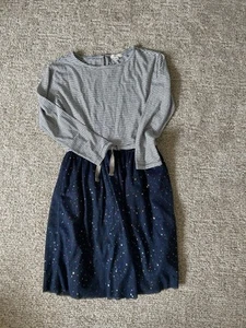 Mini Boden Party Dress Girls 12Y Blue Stripes + Sequins. NWOT! - Picture 1 of 7