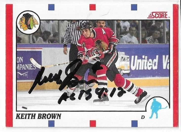 KEITH BROWN Autographed Signed 1990-91 Score card #161 Chicago Blackhawks - Image 1 of 1