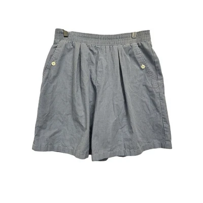 Vintage Koret Francisca Women's M Wide Leg  Bermuda Shorts Blue Gingham Pull On - Image 1 of 4