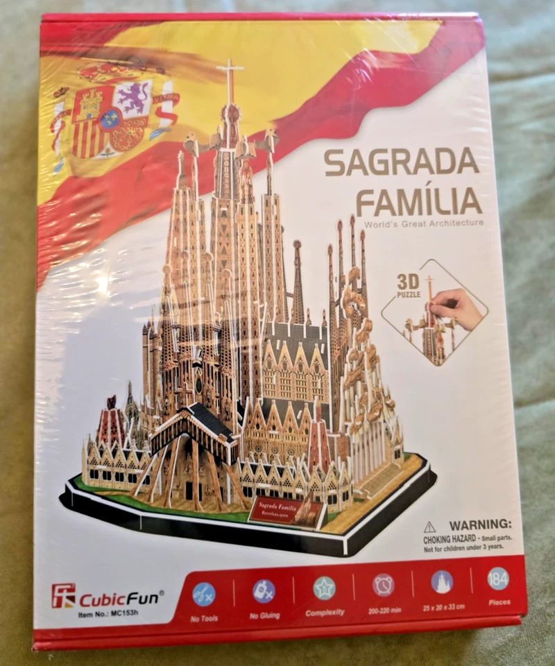 CubicFun 3D Puzzle Sagrada Familia Barcelona – 184 Pieces – No Tools Needed-NEW - Image 1 of 4