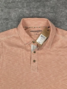 NWT Johnston & Murphy Slub Polo Shirt Mens M Heather Peach Soft Comfort - Picture 1 of 6
