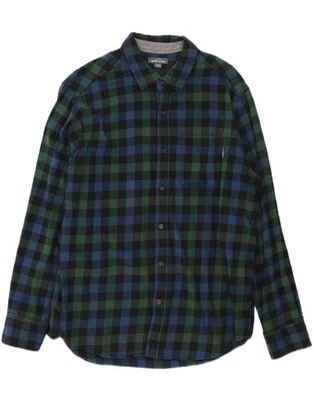 EDDIE BAUER Mens Flannel Shirt XL Blue Gingham Cotton AZ01 - Image 1 of 3