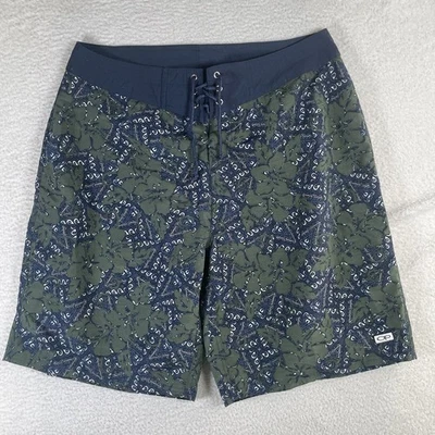 Винтажные мужские плавки OP Ocean Pacific размер 36 синие зеленые цветочные шорты - Изображение 1 из 4