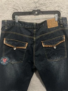 Coogi Jeans Mens 38x34 Y2K Hip Hop Baggy Embroidered Pockets Vintage 69 Dark - Picture 1 of 12