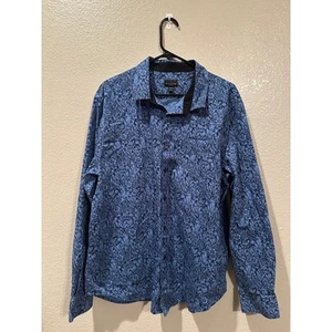 Structure Modern Fit flowered Baroque Blue Navy pattern buttonup dress shirt XXL - Picture 1 of 6