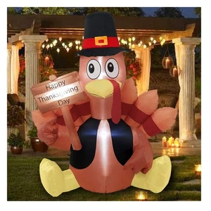 Festive 6FT Light Up Turkey Inflatable - Perfect for Thanksgiving Celebrations - Picture 1 of 7