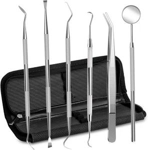 Dental Hygiene Tool Set Stainless Steel Pick and Tweezers, Gum Floss,... - Picture 1 of 6