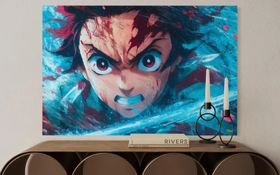 Demon Leinwand Bild Wanddeko Wandbild Pop-Art Manga Anime Japanischer Krieger - Bild 1 von 4