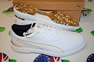 scarpe da golf puma edizione limitata royale players bianco/profondo navy/oro vecchio taglia 11 - Foto 1 di 5