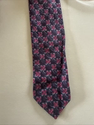 复古 I. Magnin 男式领带羊绒 Agnona 领带意大利制造 阅读花卉蓝色 1 — 第 1/3 张图片