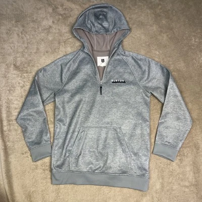 BURTON Hooded Sweatshirt Women’s XL Hoodie Gray Quarter Zip Dry Ride - Image 1 of 4