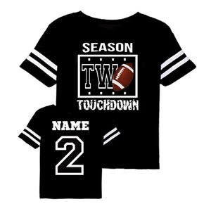 Season TWO football jersey style tshirt Personalize Second year birthday game da - Picture 1 of 3