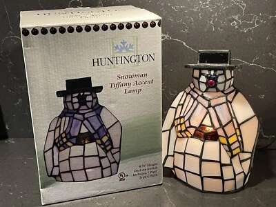 Tiffany Style Snowman Accent Lamp Huntington 8.75in With Original Box - Image 1 of 4