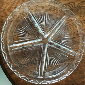 Vintage Glass Hors D’Oeuvres Dish, Nibbles Plate. Large heavy weight. - Picture 1 of 4