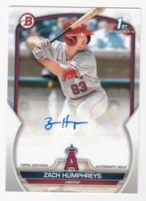 2023 Bowman Zach Humphreys Los Angeles Angels Autograph Auto Card