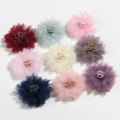 50PCS 1.5" Mini Fabric Flower For Hair Accessories Wedding Bouquet Craft Project - Image 1 of 4