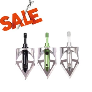 100 Grain Hunting Broadheads Arrow Heads Screw Compound Recurve Bow Crossbow 3X  - Picture 1 of 8