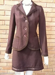 Ladies Two Piece Fully Lined Woolen Suit Skirt Jacket Blazer Sizes 8 10 12 14 - Picture 1 of 6
