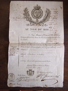 1817 beau passeport pour l'Angleterre par le Marquis d'Osmond belle vignette - Picture 1 of 4