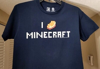 🔥 Official Minecraft Blue Cotton Boys Graphic Logo T-Shirt Small /Medium - Image 1 of 4