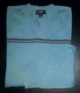 Banana Republic Sweater Pullover Blue w/ Gray Stripe Casual Sweater L/S L c1616 - Picture 1 of 7