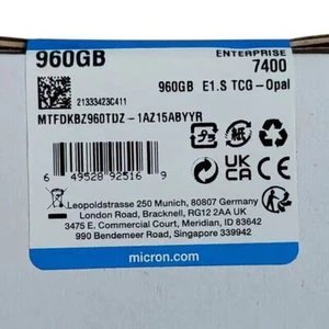 New MICRON 7400 E1.s 960GB SSD PRO 4.0 MTFDKBZ960TDZ-1AZ15ABYYR 1700TBW/1DWPD - Picture 1 of 2