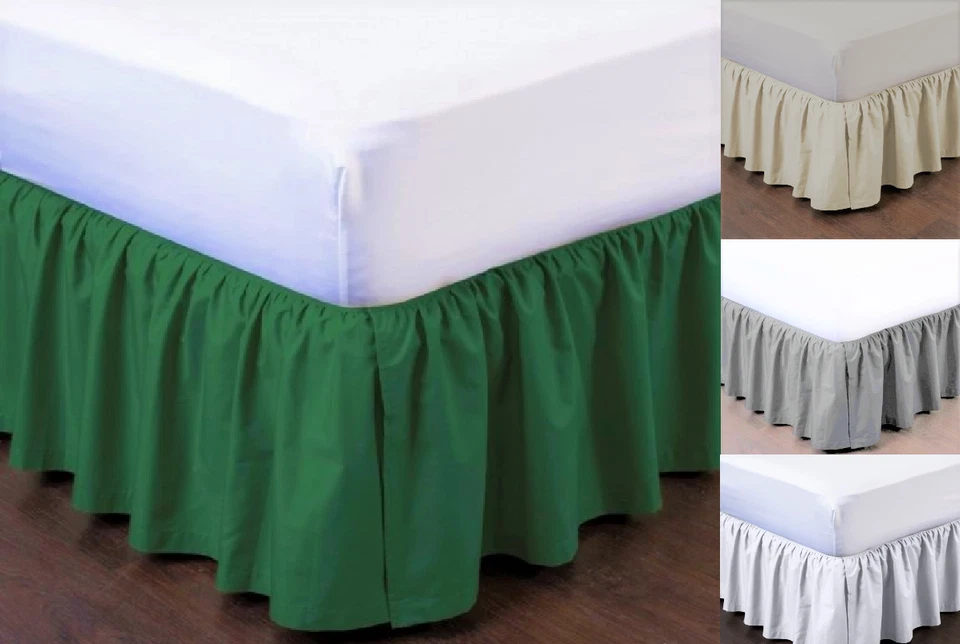 PLEATED Dust Ruffle Bed Skirt Bedding Bed Dressing Easy Fit Open Corners 14"Drop - Image 1 of 1