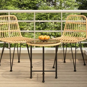NNEVL Dining Table Ø50 cm Tempered Glass and Steel - Picture 1 of 6
