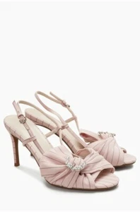 NEXT BNWT Women's Pink Stripe Jewel Sandals/Heels UK Size 6.5 EUR 40 - Picture 1 of 2