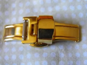POUR BRACELET DE 12 mm BOUCLE DEPLOYANTE PAPILLON PLAQUÉE OR JAUNE A POUSSOIRS - Bild 1 von 5