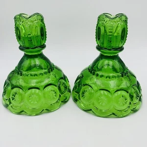 LE Smith Mond und Sterne Kerzenständer Halter Avocado Frühlingsgrün MCM Vintage 5" - Bild 1 von 11