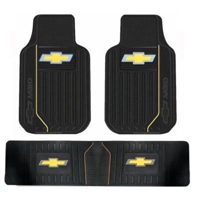 Chevrolet Silverado 2 Front & 1 Rear Runner Rubber Floor Mats Chevy BEST GIFT - Image 1 of 2