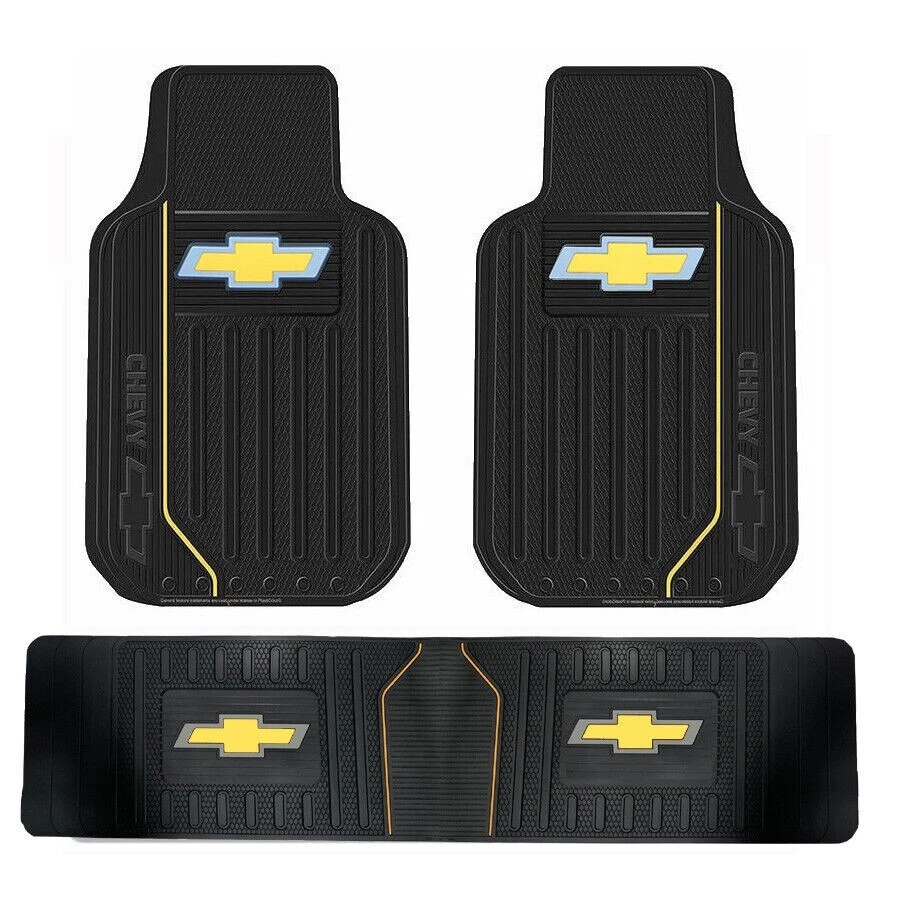 Chevrolet Silverado 2 Front & 1 Rear Runner Rubber Floor Mats Chevy BEST GIFT - Imagem 1 de 2