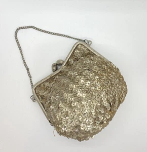 Vintage Evening Purse Gold Sequin w/Chain 7” x 5” - Picture 1 of 8