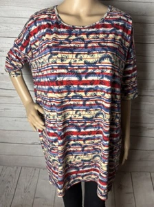 LuLaRoe Irma Tunic Medium Patriotic Eagle Print Americana Oversized High Low Top - Picture 1 of 14