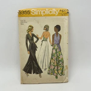 Vintage Simplicity 5355 Size 10 Pattern wrap & tie blouse Halter top pants uncut - Picture 1 of 3