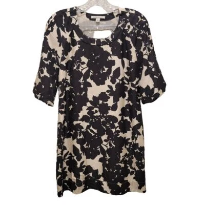 Banana Republic Black White Floral Print 100% Silk Lined Dress Size XS Petite - Image 1 of 4