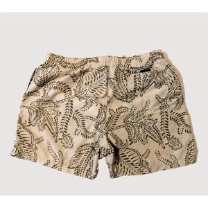 Nautica Swim Shorts XXL Beige Brown Tropical Print Pockets Mesh Lining Nylon - Picture 1 of 5
