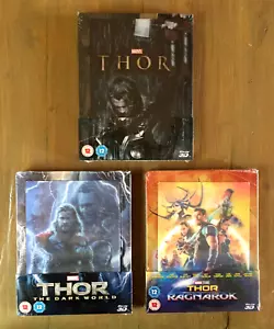 Thor Dark World Ragnarok Blu Ray Steelbooks Lenticular UK Ltd Ed NEW SEALED - Imagen 1 de 20