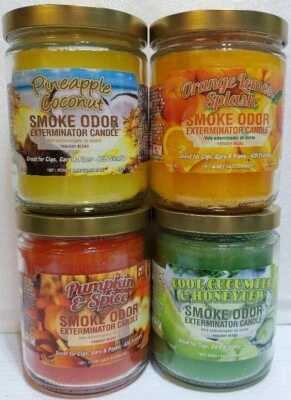 Smoke Odor Exterminator 13 oz Jar Pineapple Coconut Assorted Set of (4) Candles. - Image 1 of 4