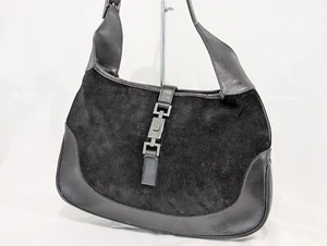 Gucci Jackie Suede Leather Black Shoulder Hand Bag 001 3306 Authentic - Picture 1 of 16