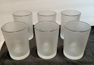 Set 6 bicchieri da succo vintage in vetro smerigliato alti 4" marcati pesanti Crisa Libbey - Foto 1 di 6