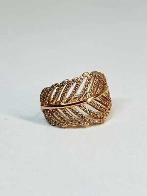 Anillo Pluma Oro Rosa Pandora Genuino Talla 5.5 #180886CZ Foto 1 de 4