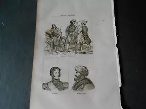 1836 ANTICA INCISIONE ACCIAIO SOLDATI UFFICIALI E GRECI REDEHID PACHA COEHRANE - Foto 1 di 1