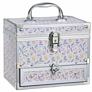 Girls Jewelry Box Organizer with Drawer & Mirror, Shiny Pink Style Lockable S... - Bild 1 von 7