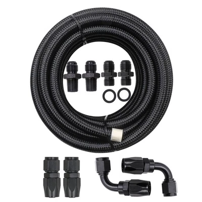 For 4L60E 4L65E Automatic Transmission Cooler Line Kit Black 6AN Steel Braided - Image 1 of 4