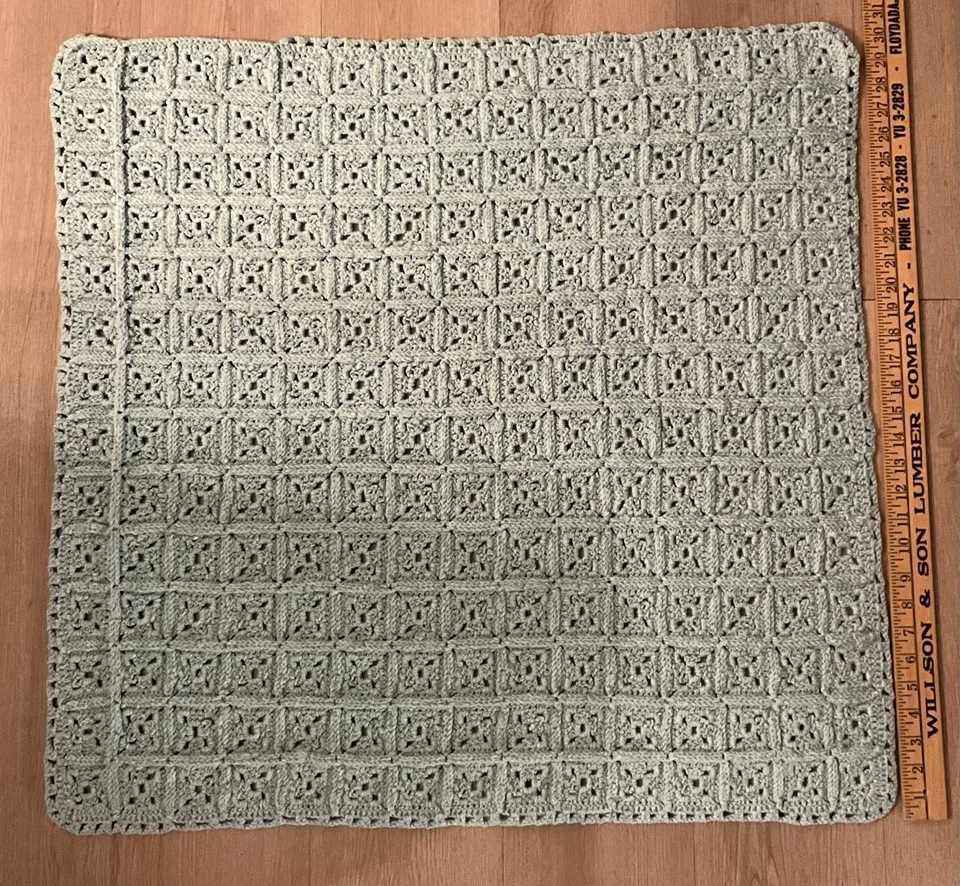 Handmade Crochet 30.5 X 30.5 Blue Green Granny Square Baby Blanket - Image 1 of 2