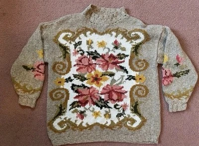 Express Tricot Tejido a Mano Floral Grueso Tejido Gran Tamaño Abuela Cottagecore sm  Foto 1 de 4